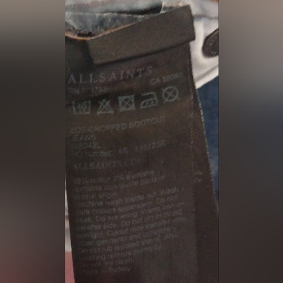 All Saints 28 Zoe Cropped Bootcut Faded Wash Frayed Hem Women’s Blue Jeans - Picture 7 of 16